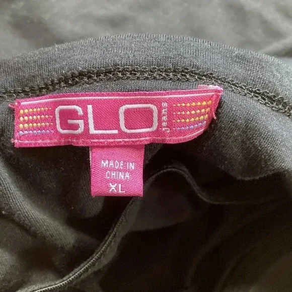 GLO Jeans Fringed Beaded Black Festival Top, Size XL (Junior),‎ w Padded Bra - Picture 3 of 7